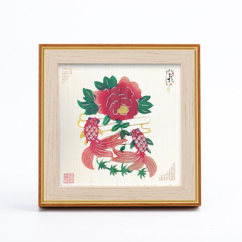 Xi an Shadow Puppet Ornaments in Solid Wood Photo Frames for Table Display