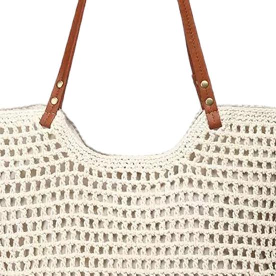 Crochet Shoulder Bag, Large Capacity Tote Bag, Lightweight Knit Handbag, Summer Beach Tote Purse for Women Holiday Commuting Daily Use