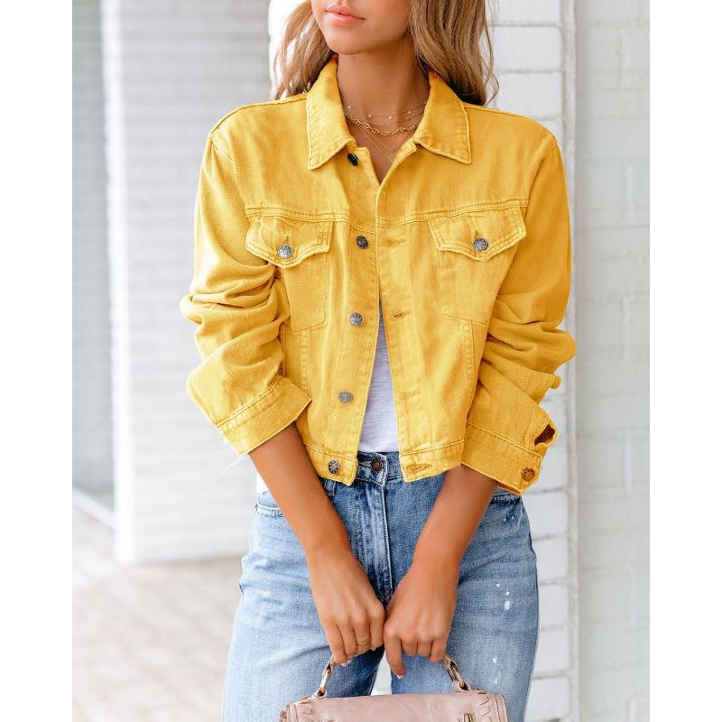 Giacca di Jeans e Top a Manica Lunga da Donna per Primavera e Autunno