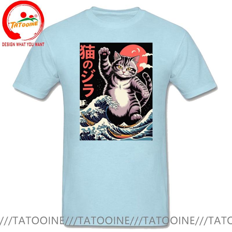 Funny Design Japanese Style The Great Kanagawa Cat Sred Doublet Unisex Fashion Trendy Casual Clothing Stylish Tops Tee Shirt Leisu