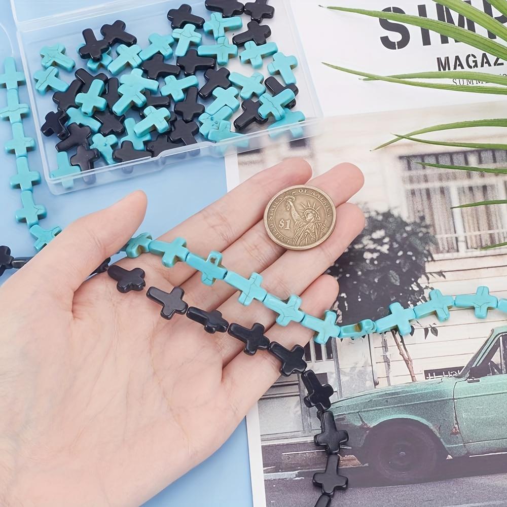 30/60/120ks Křížové korálky z kamenného materiálu, Černé Modré Náhodná barva Křížové kamenné korálky Náhrdelník Náramek Proces výroby šperků