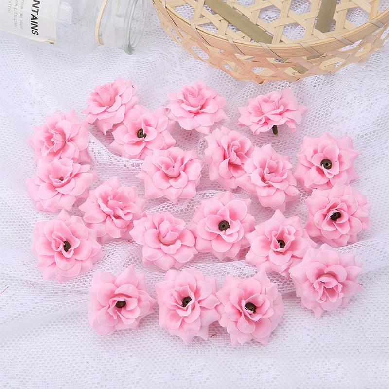 5/10/20Pcs 4.5cm Red Silk Artificial Rose Heads for Home Room Decorations Wedding Decoration DIY Bride Wreath Accessories