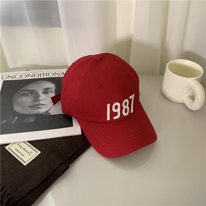 

New Spring/Summer Women s Hats from Korea1987Baseball cap for couples, fashionable and versatile, casual sun hat Adjustable красный