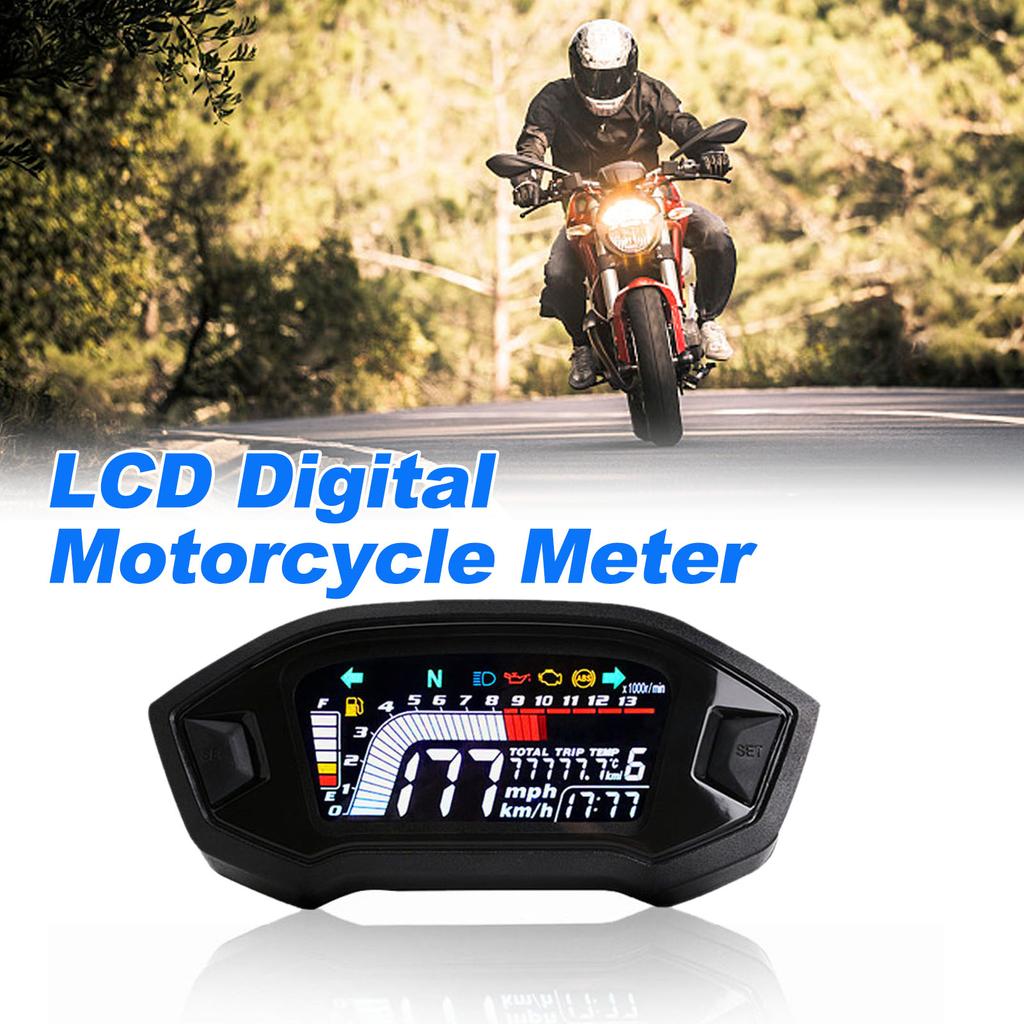 Univerzálny tachometer pre motocykle s LCD digitálnym ukazovateľom hladiny paliva pre 1, 2 a 4 valce