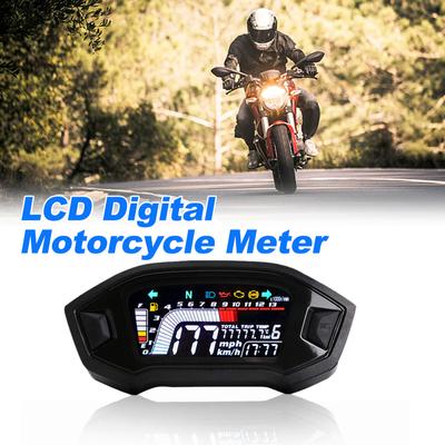 Motosiklet Hız Göstergesi Evrensel Takometre LCD Dijital Gösterge Yakıt Seviyesi Göstergesi 1, 2, 4 Silindir İçin