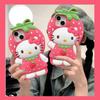 INS 3D Cute Strawberry Hello Kitty Phone Case For iPhone 17 16 15 14 13 12 Pro Max 17Pro Air iPhone 11 Soft Silicone Phone Cover