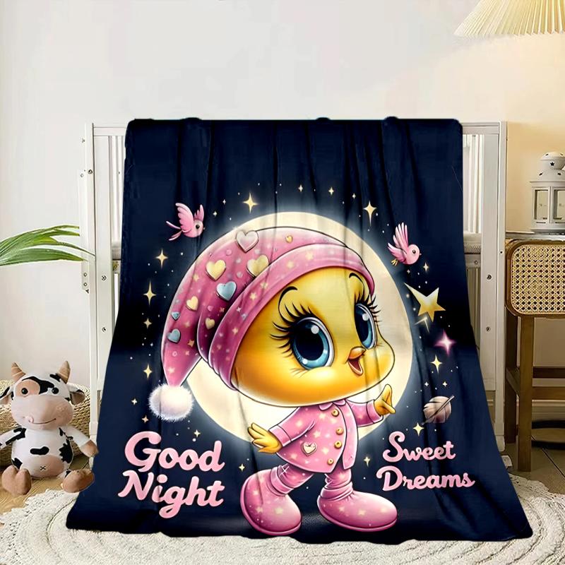 Yellow Bird Nightly Dreams Greeting Blanket Flannel Blanket for Bed, Sofa, Camping, Hiking, Picnic Essentials, Gift for Family Fan Gifts