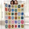 1pc of Boho Crochet Flower Blanket,  Suitable for Sofa, Bed, Office, Home Decor, All Seasons, Digital Printing, Multifunctional