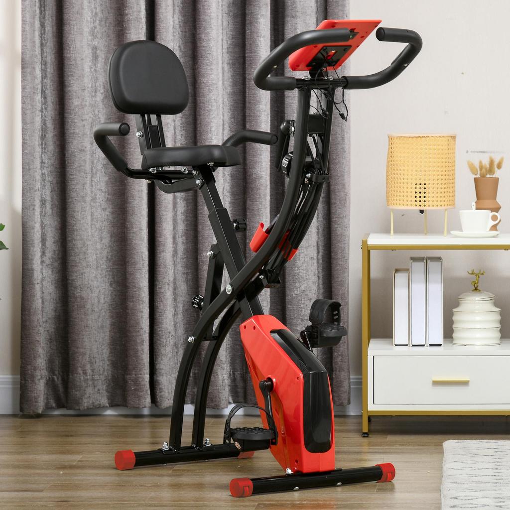 HOMCOM Foldable Exercise Bike, 8 Levels of Magnetic Resistance, Hand Pulse Sensors