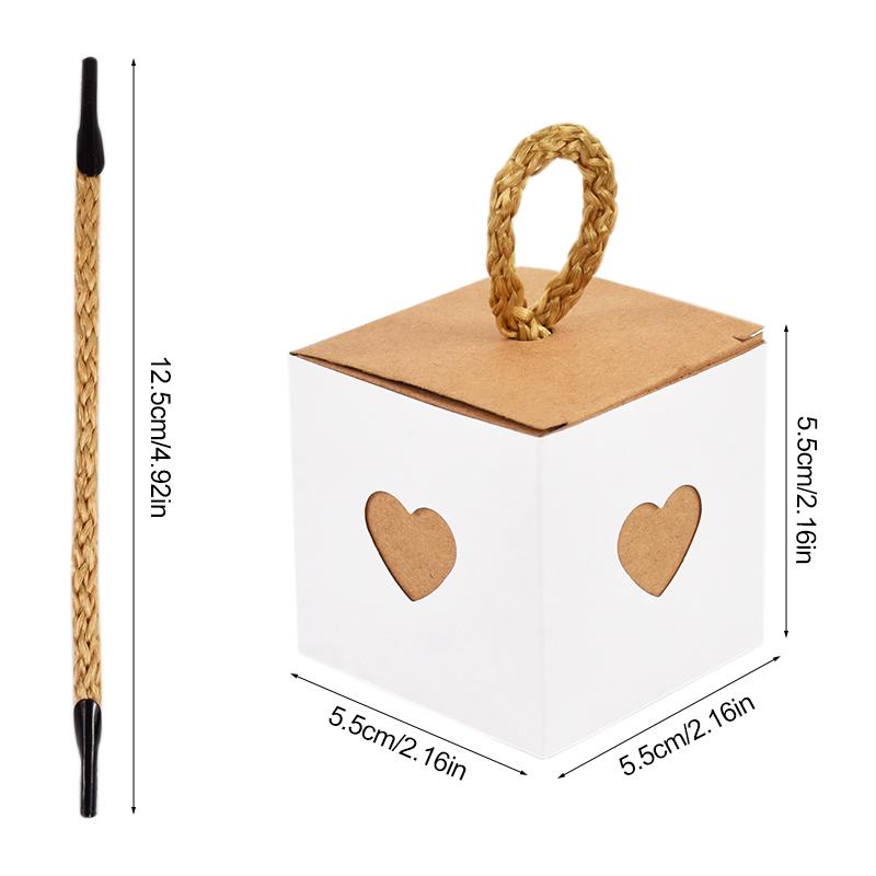 10/50pcs White Brown Heart Candy Gift Boxes Wedding Favors for Guests Birthday Party Baby Shower Chocolate Cookie Packaging Box