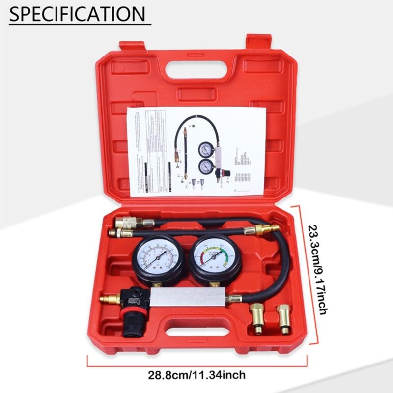 Cylinder Leak Down Tester for Car Truck Double Gauge Leakdown Detector Tool with Case Engine Compression Tester