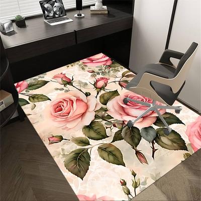 1PC Rose Floral Carpet Ultra Soft, Thick & Absorbent, Non Slip Machine Washable Mat for Entryway
