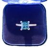 Rose Gold Princess Cut Green Moissanite Ring with AU750 Rose Gold Plating and Certificate