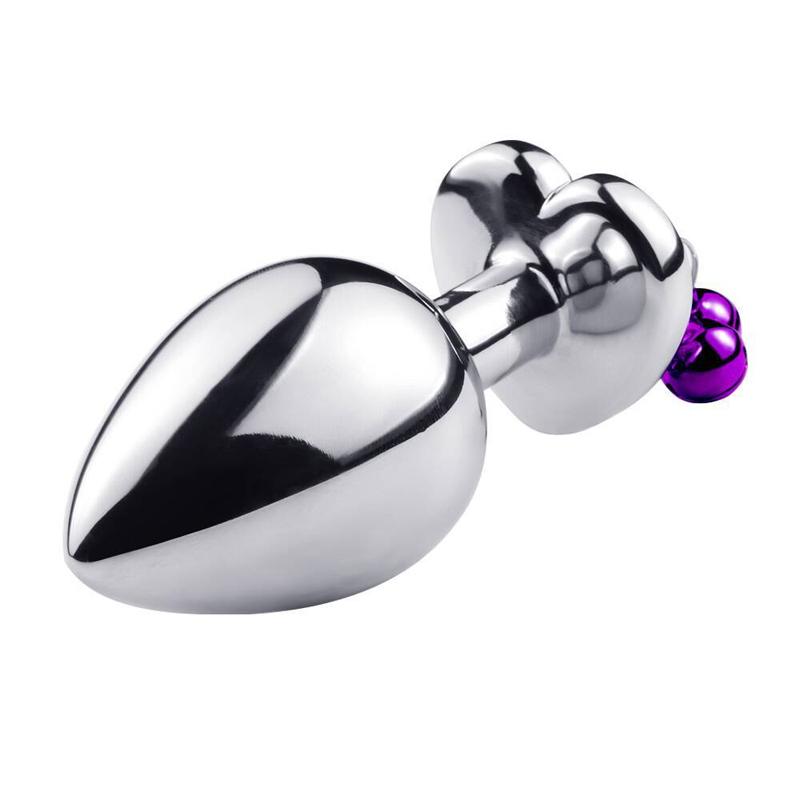 S/M/L Anal Plug Sexspielzeug Edelstahl Glattstahl Butt Plug mit Glöckchen runder Kristall Anhänger Schmuck
