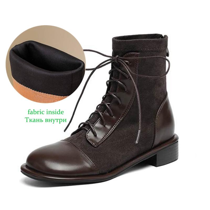 Krazing Po Microfiber Winter Round Toe Size 33 Western Boots Size 43 Lace Up Low Heels European Designer Ankle Boots