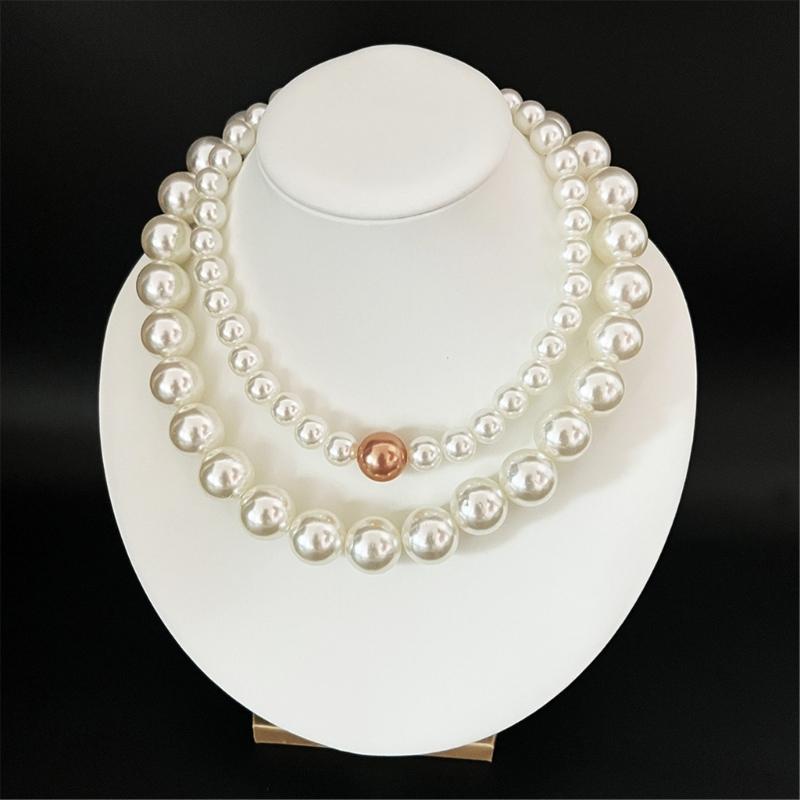 4 Piece Layering Artificial Pearls Necklace Set Adjustable Length Multi Strand Jewelry Neckchain For Women Fashion