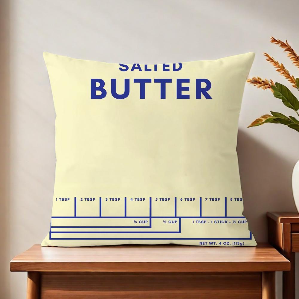 Salted Butter Label Funny Cushion Cover For Pillow Printing Sofa Decoration Home Car Room Coffee Shop Office Nordic Simplicity