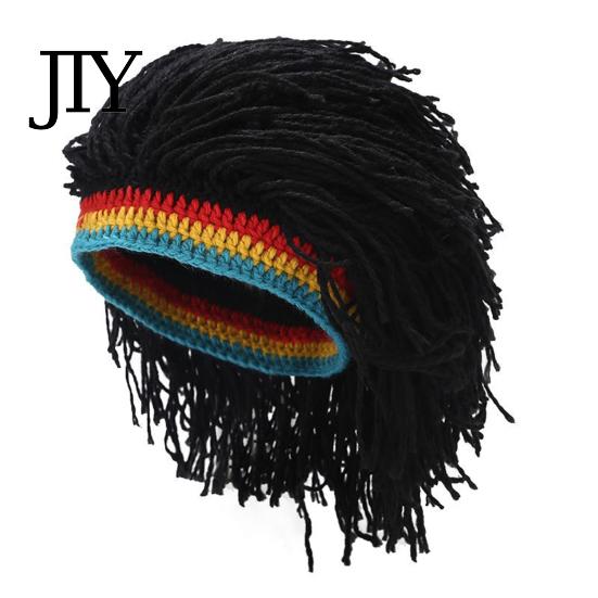 Unisex Dreads Kapuzenmütze Hip Hop Stil, Einteilige Perückenmütze Gestrickt für Jungen und Mädchen Street Dreadlocks Kappe, Musikfestival Hut für Partys Festivals Halloween