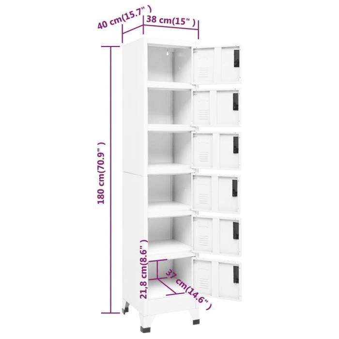 VidaXL Locker Cabinet White 38x40x180 Cm Steel 339792