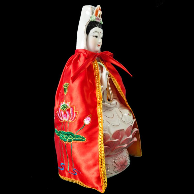 Only Cloak Zen Lotus Guanyin Buddha Statue Small Cloak Guanyin Bodhisattva Goddess Decor Embroidered Shawl Without Resin Buddha