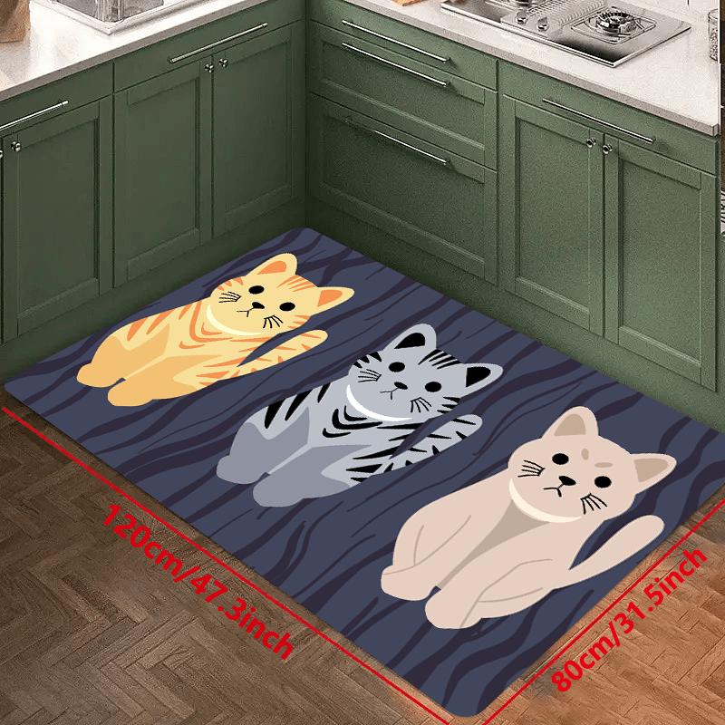 1Pcs Anti Fatigue Kitchen Rugs Cute Cat Waterproof Non-Slip Thick Cushioned Kitchen Mat Heavy Duty Comfort Standing Mat for Kitchen