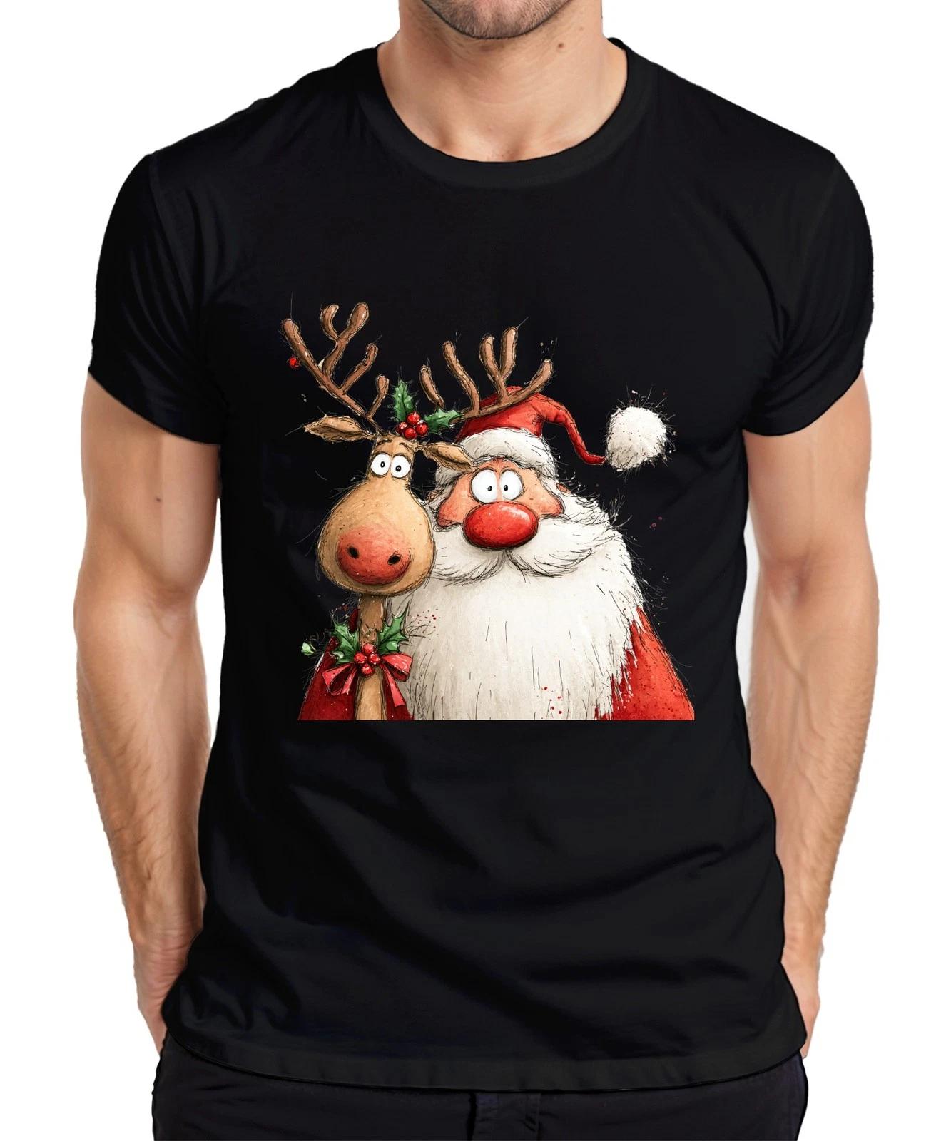 Weihnachtsmann Rentier rote Nase lustig Weihnachten Geschenk Herren T-Shirt XXXL