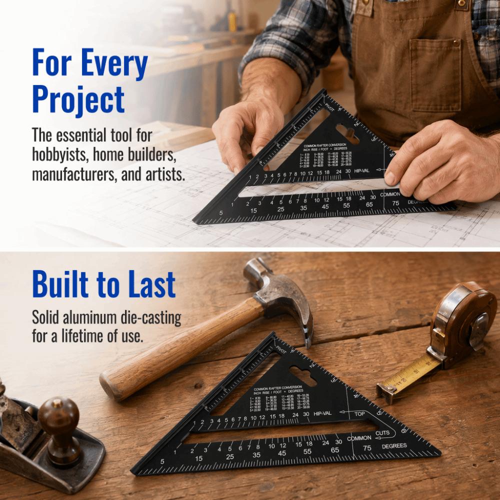7 Inch Aluminum Alloy Rafter Square Professional Carpenter Measuring Tool For Framing