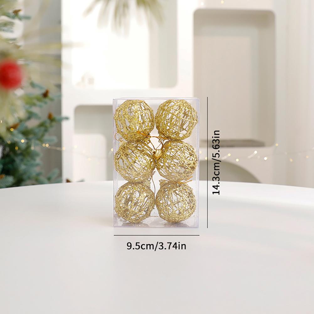 Christmas Gold Glitter Iron Wire Ball Vintage Christmas Tree Decor Hanging Christmas Gift Wrap Embellishment Home Holiday Decor