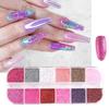 6/12Color Diamond Nail Powder Sparkling Nail Glitter Dust Shining Flakes for Acrylic Nail Polish DIY Nail Art Decoration