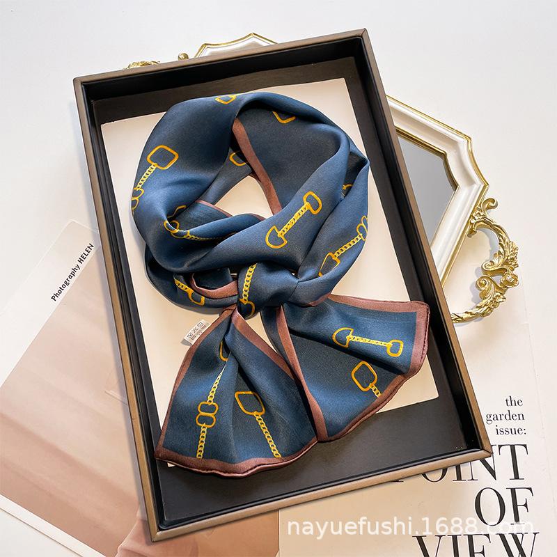 Spring and summer new double-sided double silk silk scarf business versatile double-layer streamer fashion European and American mulberry silk 145cm