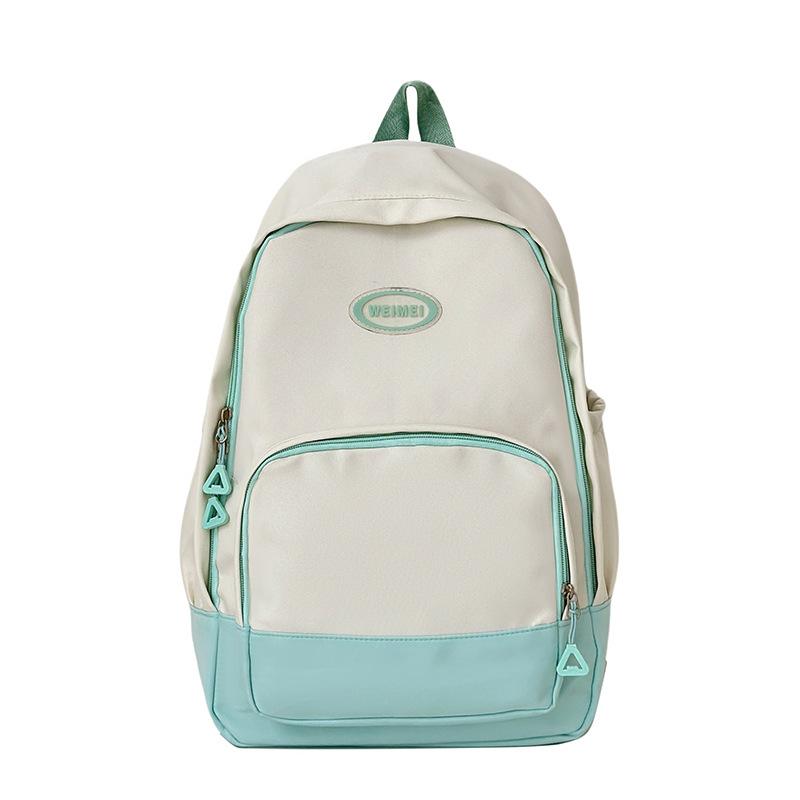 

Summer New Nylon Lightweight Sports Travel Ins Large Capacity Color-Block Letter Student Couple Backpack зелёный