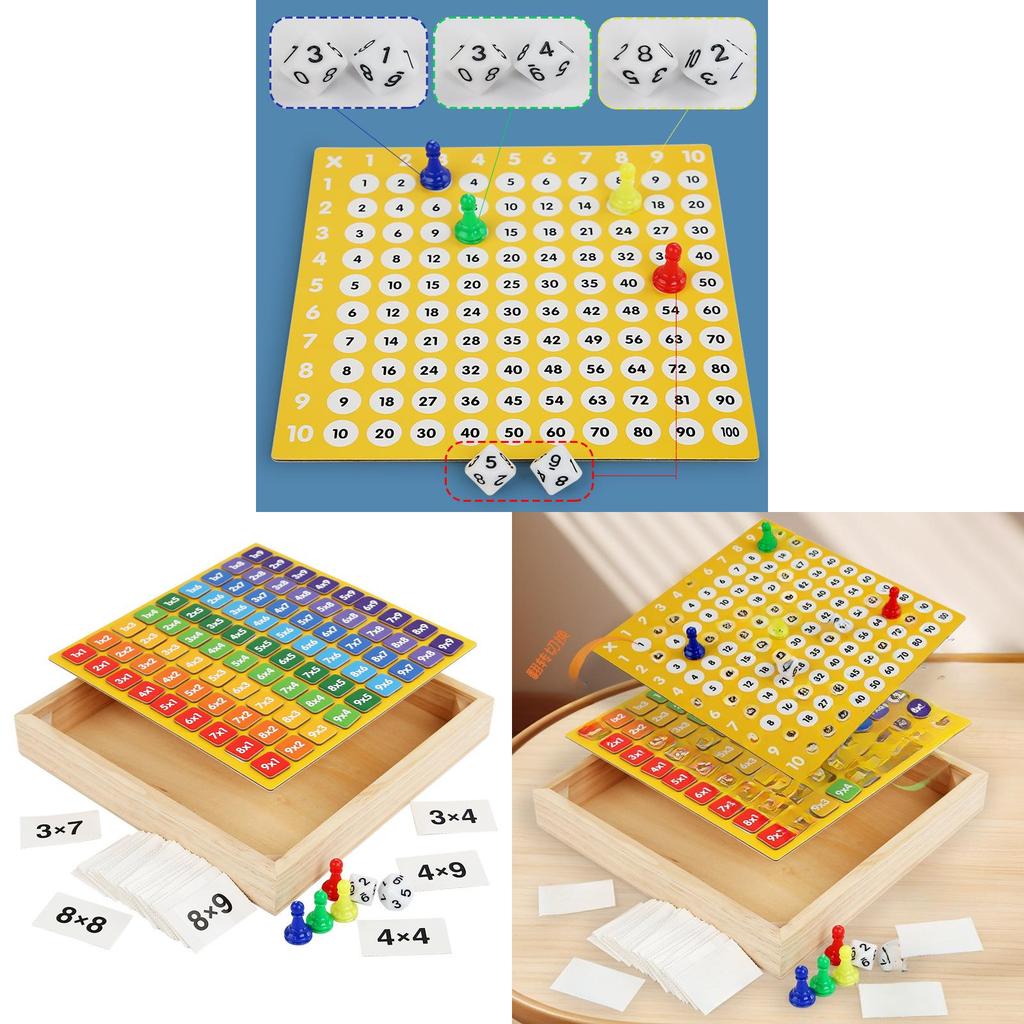 Wooden Multiplication Board Game With Magnetic Tiles For Kids Educational Fun
