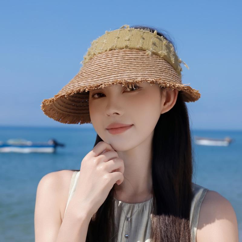 Summer Versatile Fashion Empty Top Hat Cool Straw Hat Children Travel Vacation Sun Protection Hat Outdoor Big Brim Sun Hat