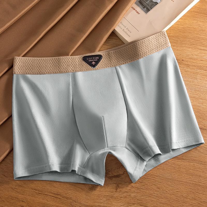 Men's 10A Antibacterial Cotton Boxer Briefs - Mid-Rise, Breathable Square Leg Underwear, Youthful Trend Shorts, Plus Size Available.