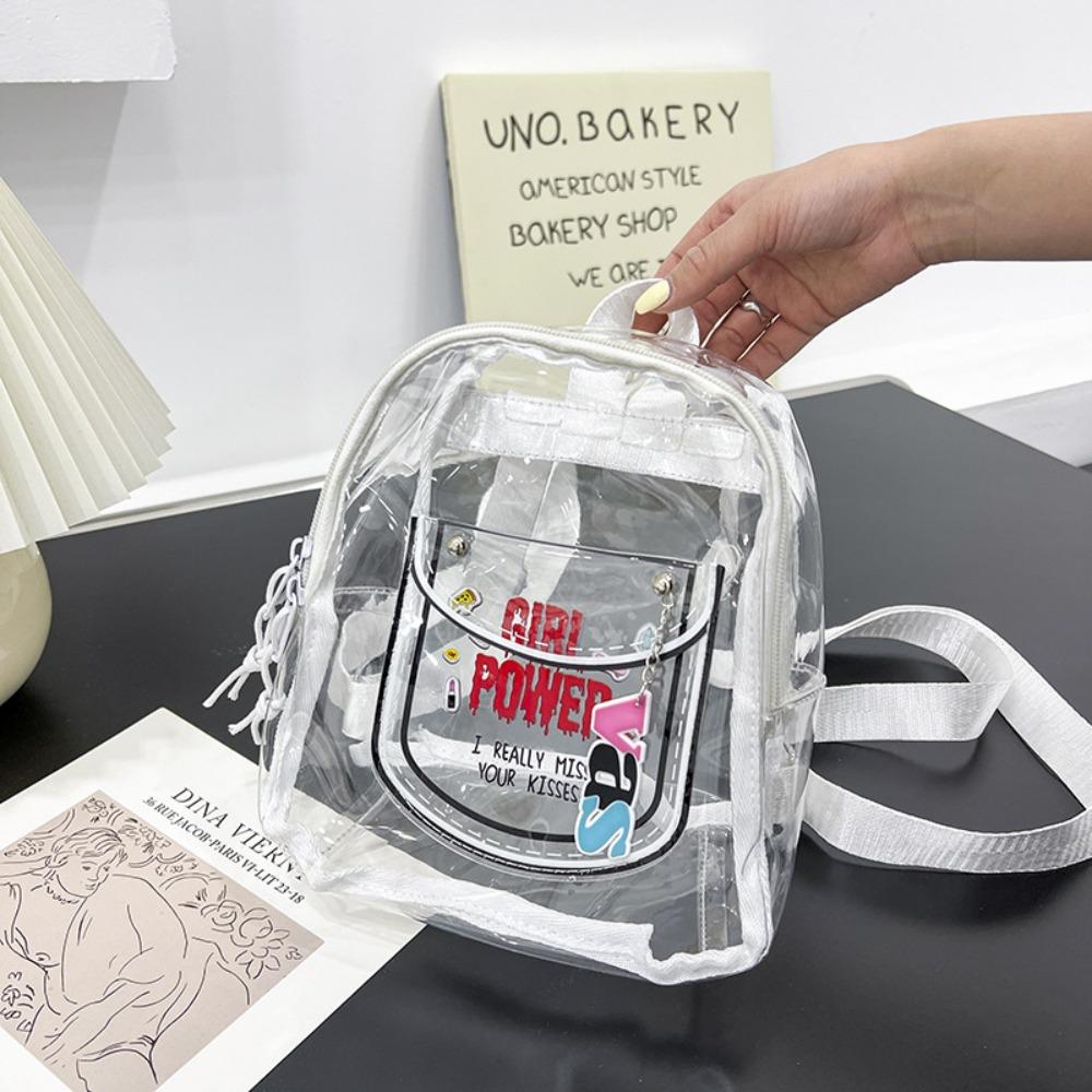 Fashion PVC Backpack Transparent Waterproof Jelly Bag Large Capacity Shopping Bags