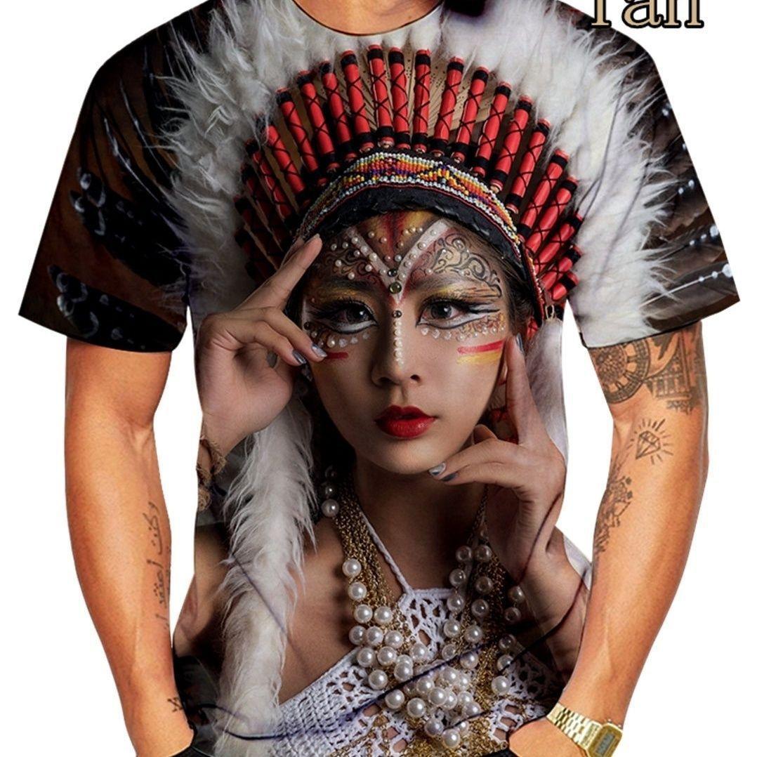 

Летний топ с круглым вырезом и 3D-принтом в стиле коренных американцев, модная повседневная мужская футболка с короткими рукавами XXXL