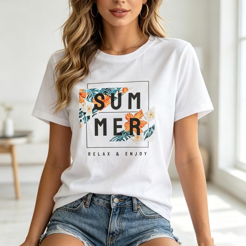 Summer Floral Graphic T Shirt Unisex Unisex Cotton Short Sleeve Casual Beach Vacation Top Oversized T Shirt Y2k Accessories