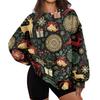 Damen Trendy Weihnachtsdruck Rundhals-Sweatshirt Leichtes Lässiges Pullover-Oberteil