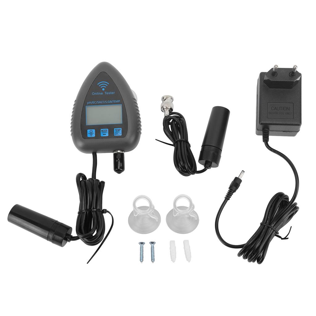 PH Temperature Water Quality Meter Mini Continuous 5 In 1 PH EC SALT SG TEMP Monitor Wireless WiFi
