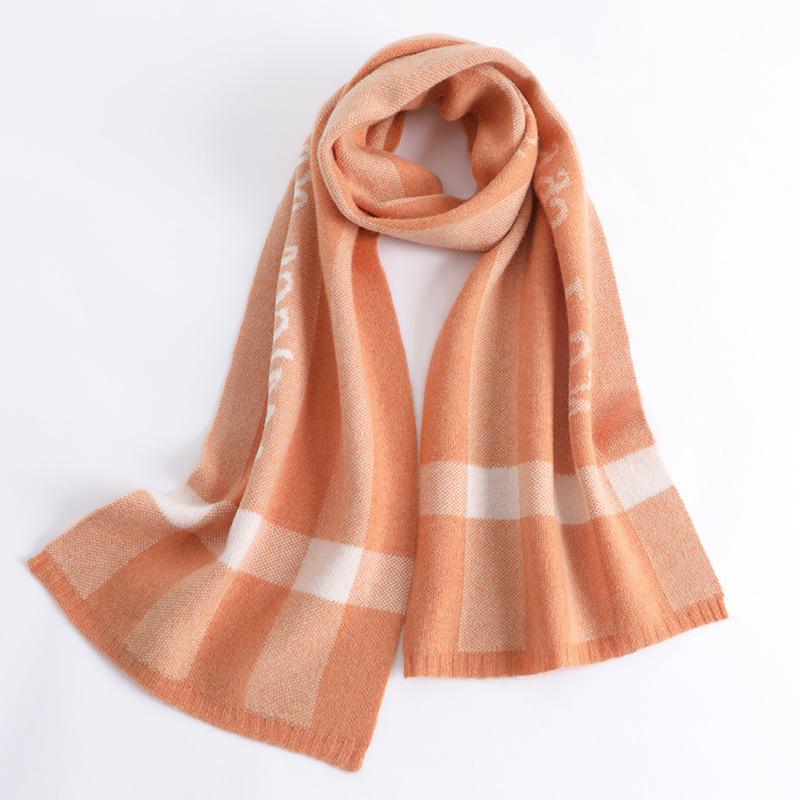 

Autumn and winter new women s scarf double-sided jacquard flat-woven shawl fashionable versatile dual-purpose warm wool scarf Above 175cm рожевий