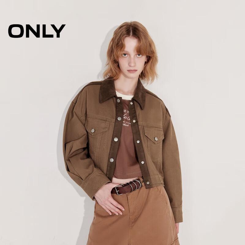 ONLY 2025 Spring Retro Patchwork Lapel Short Loose Jacket XS