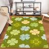 Four-Leaf Clover Printed Carpet, Green Luck Theme Decorative Rug Suitable for Use As an Anti-slip for Living Room Bedroom Sofas