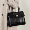 Bag Women's New Large-capacity Black Soft Leather Tote Large Bag Commuter Tote Bag Retro Lawyer Bag