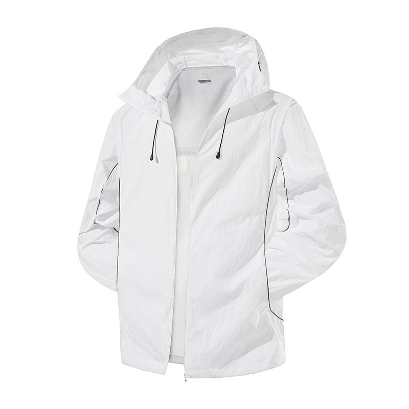 

Тонкая куртка от солнца из ледяного шелка для мужской рыбалки и велоспорта, защита от УФ-лучей и солнца L белый