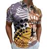 Giraffe Print Short Sleeve Polo, Half-Zip Collar, Stylish Casual Top
