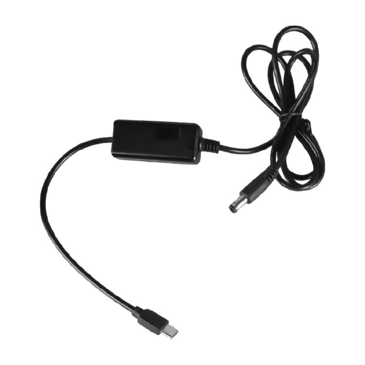 Digital Display USB Type C to DC5521 Power Cable Adjustable Voltages 5V 9V 12V 15V 20V for Multiple Gadgets 118cm Black