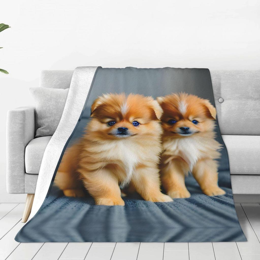 Cute cartoon dog Printed Blanket for Sofa Bed Travel Camping Living Room Office Conditioning Blanket for All Seasons Gifts