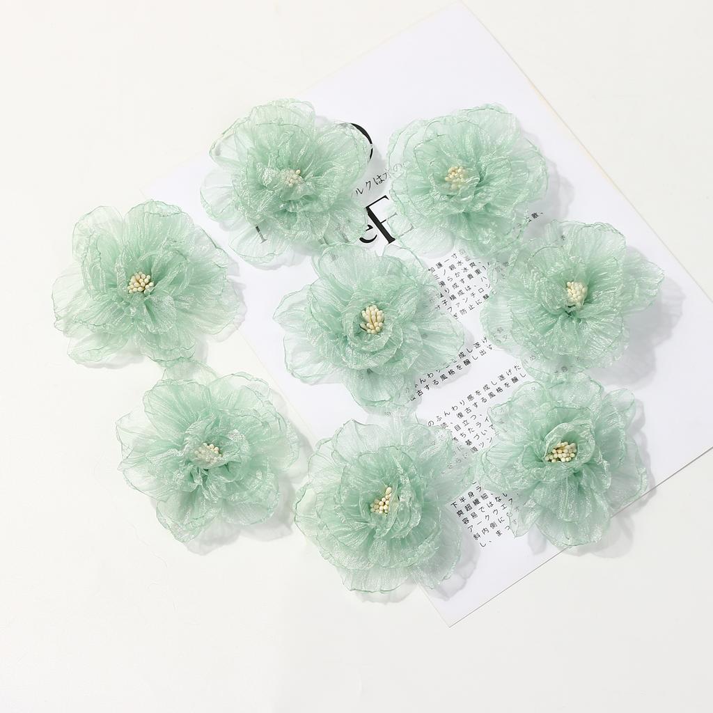 2/5Pcs 8cm Chiffon Fabric Flower For Hair Accessories Artificial Hairpin Accessories Flowers For Dress Wedding Bouquet Decor