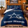 Dallas Cowboys Pattern Bedding 3Pcs Set Custom Name, Bed Sheet And Pillowcases For Home Bedroom