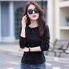 Women‘s Round Neck Long Sleeve Slim Fit T-Shirt Cotton Solid Layering Top Tee